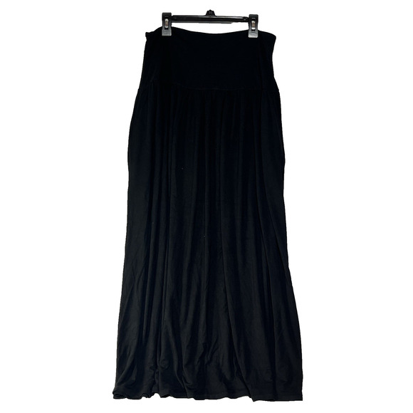 Simlu Knit Jersey Stretch Midi Skirt Size Medium Black Pull On A Line - Picture 1 of 9